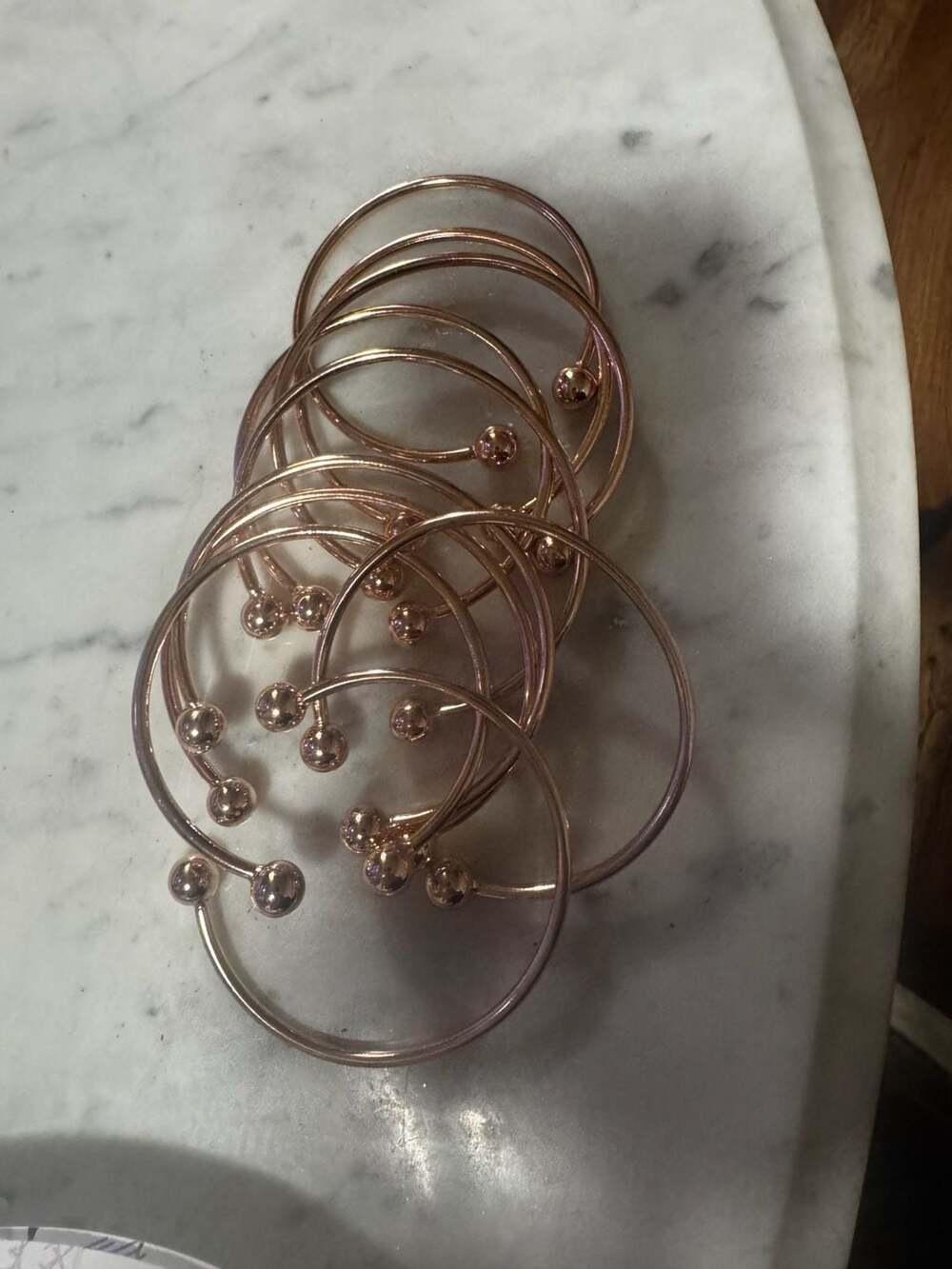 Unbranded Rose Gold Copper Ball Cuff Bangle Bracelets Set Of 7